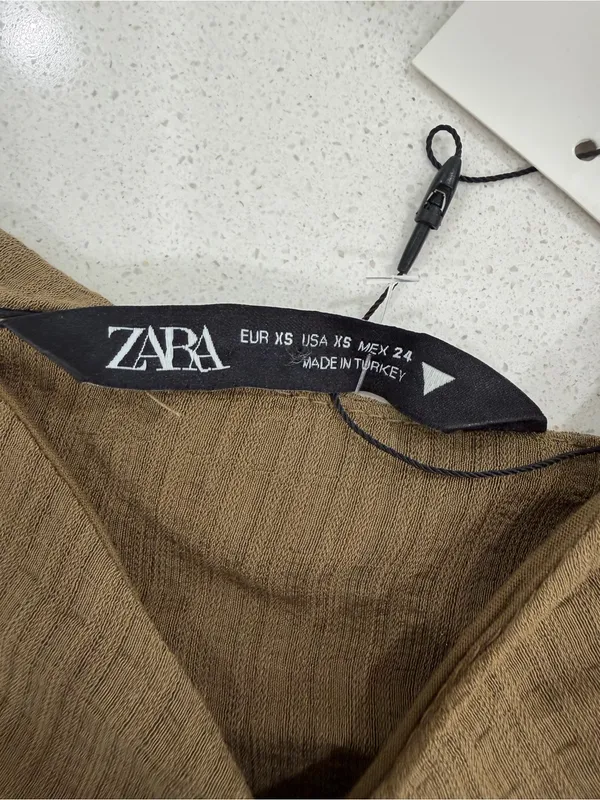 Zara Olive Ruffle Tie-Front Camisole Top - Image 3