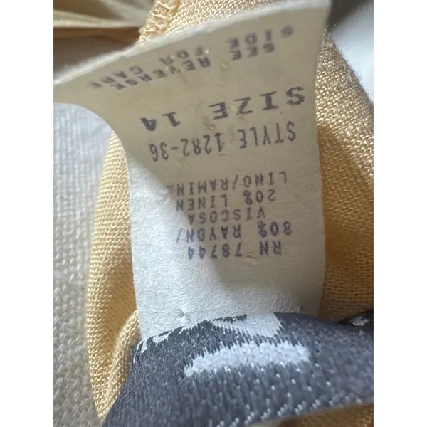 VTG 90s Casual Corner Rayon Linen Side Button Midi Dress Yellow 14 (Fits M/L) - Image 7