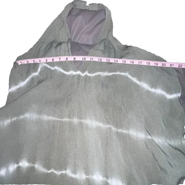 Vasna 100% Linen Halter Maxi Dress XL Oversized Lagenlook ‎ Italy Green Tie Dye - Image 6