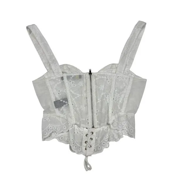 Finesse - Lyle Eyelet Corset Top in White - Image 3