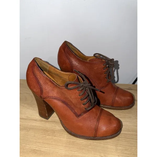 Kork Ease Chianne Brown Leather Lace Up‎ Oxford Wedge Size 8.5 F - Image 2