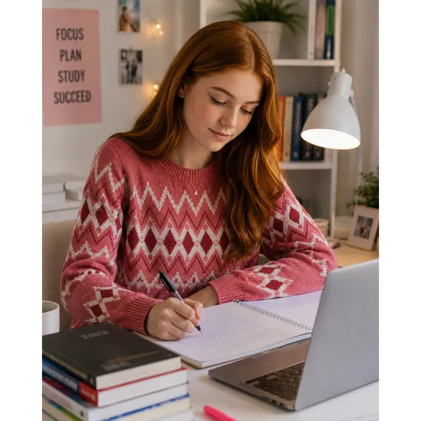 Isle Geometric Sweater Pink Cozy Knit Cottagecore Academia Pullover - Image 3