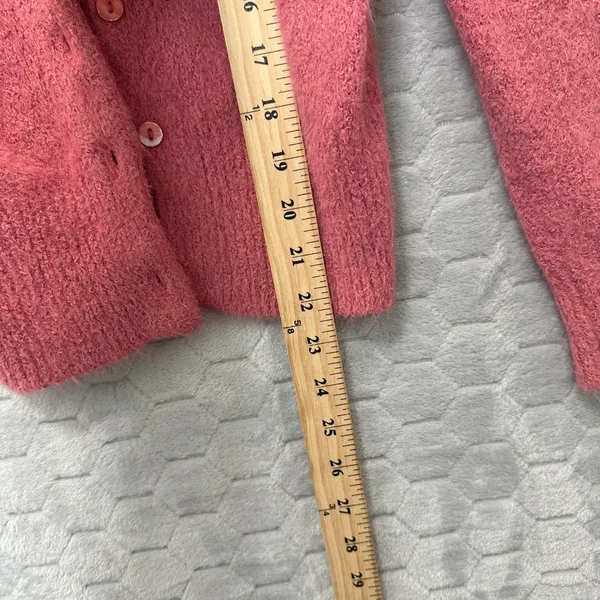 The Reeds J.Crew Cardigan Sweater Pink Pointelle Knit Coquette Y2K Soft Womens M - Image 8
