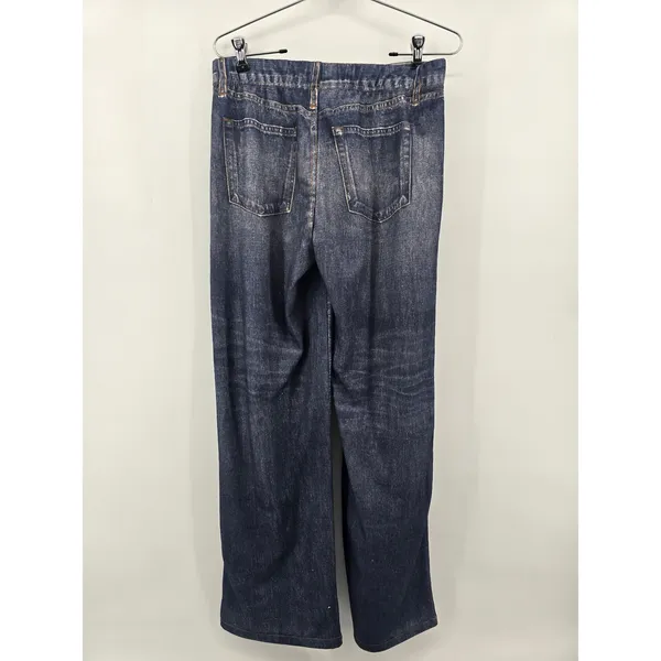 Mila Rosabella Trompe L'oeil Pants Womens M Blue‎ Denim Print Wide Leg Stretch - Image 3