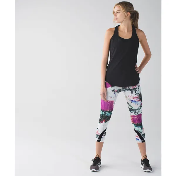 Lululemon Run Inspire Crop II Black Pigment Wave Athletic Leggings Size 12 - Image 2
