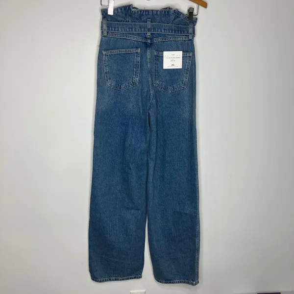 Zara the pleated jean in medium blue trendy women's size 2 new‎ with tags modern - Image 6
