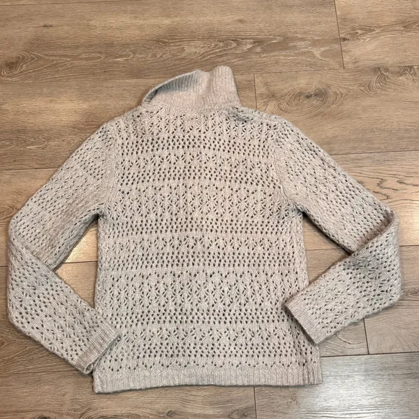 Joie Light Gray Cardigan Sweater Button‎ Front Loose Knit S Small - Image 2