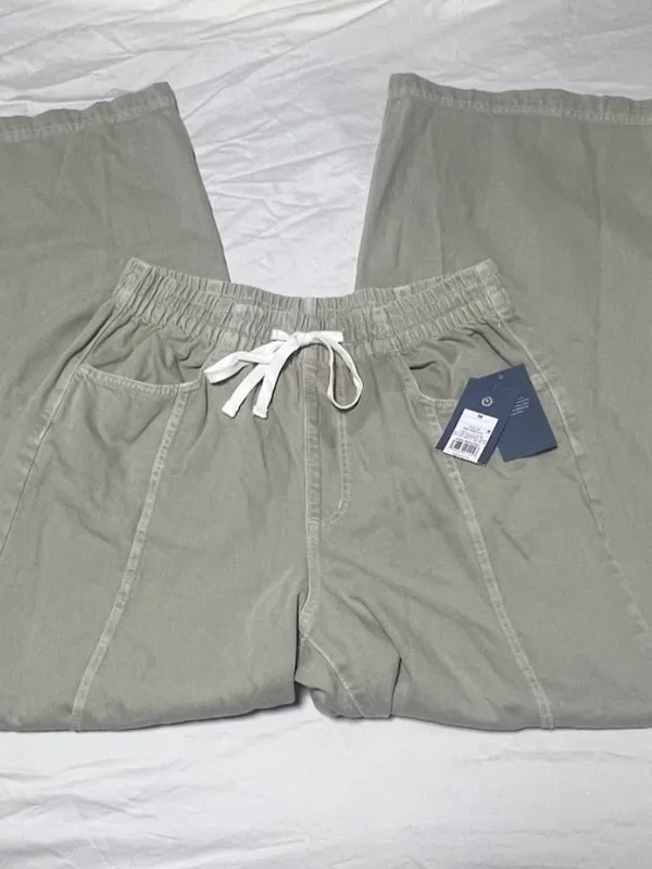 NWT 100% Cotton A New Day Sage Green Wide Leg Pants Size M - Image 4