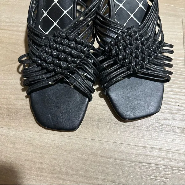 Dolce Vita Black Delana Woven‎ Leather Sandals 7.5 Block Heel - Image 8