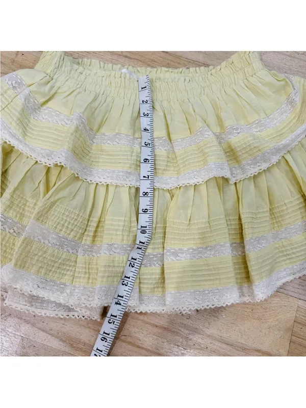 LoveShackFancy Ruffle Mini Skirt in yellow NWOT - Image 9