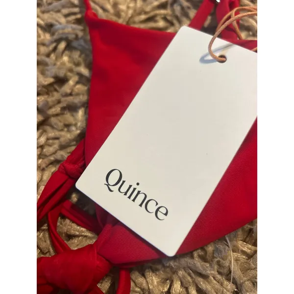 QUINCE Italian Knotted Triangle Bikini Top SUSTAINABLE Cherry Red NWT Size XS - Image 3