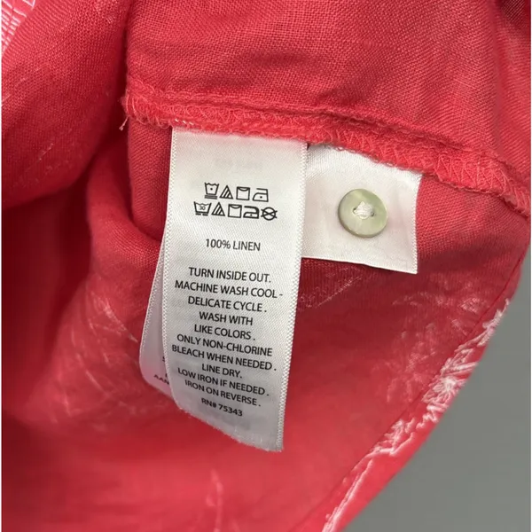 Cynthia Rowley Linen Top Size Small Red Button Up Shirt Sailboat Ibiza Style - Image 5