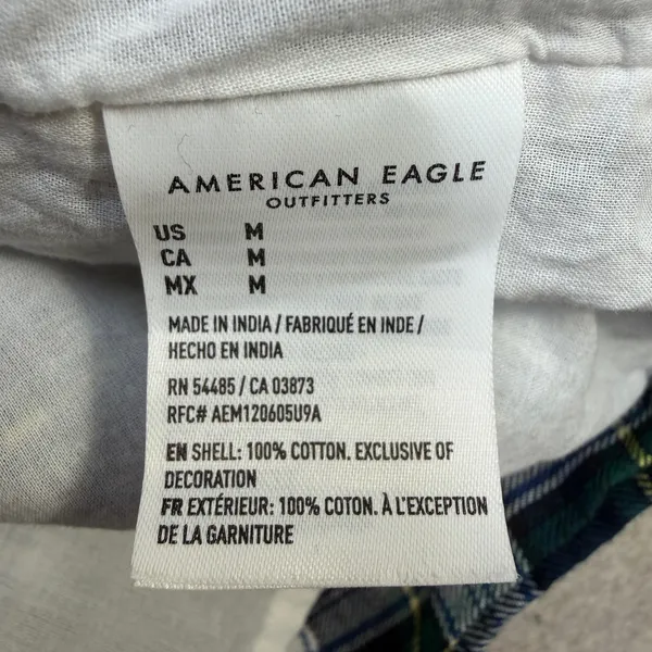 American Eagle Dress Womens M Green Plaid Cottagecore Dark Academia Smocked - Image 4