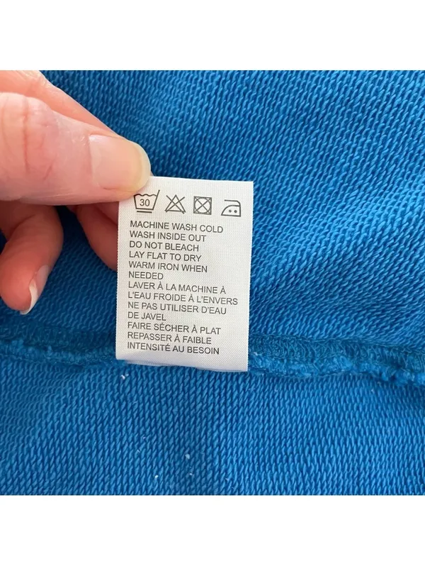 Sandrine Rose The Virgin Label 100% Cotton Blue Hooded Sweatshirt Baggy Size XS - Image 7