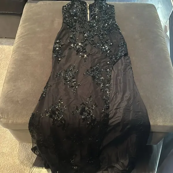 Women’s Black MermaidFit Sequins Party Prom Formal Dress LaceUp Back Size 4 - Image 11