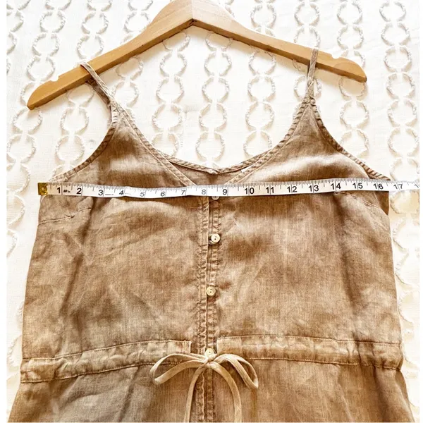 Bella Dahl 100% Linen Button Front Midi‎ Dress Tan size XS - Image 6