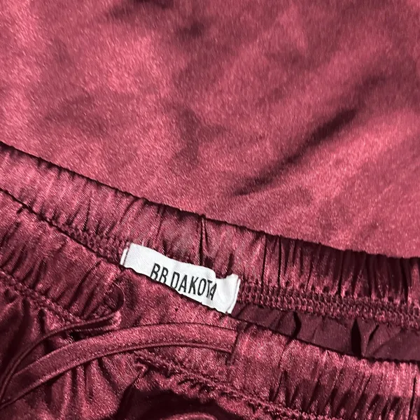 BB Dakota ,wine Red Satin Pajama Set – Silky 2-Piece Sleepwear. - Image 2