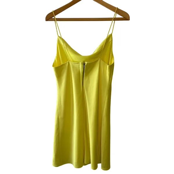 Alice + Olivia Neon Yellow Satin Cowl Neck‎ Slip Mini Dress Size 6 - Image 4