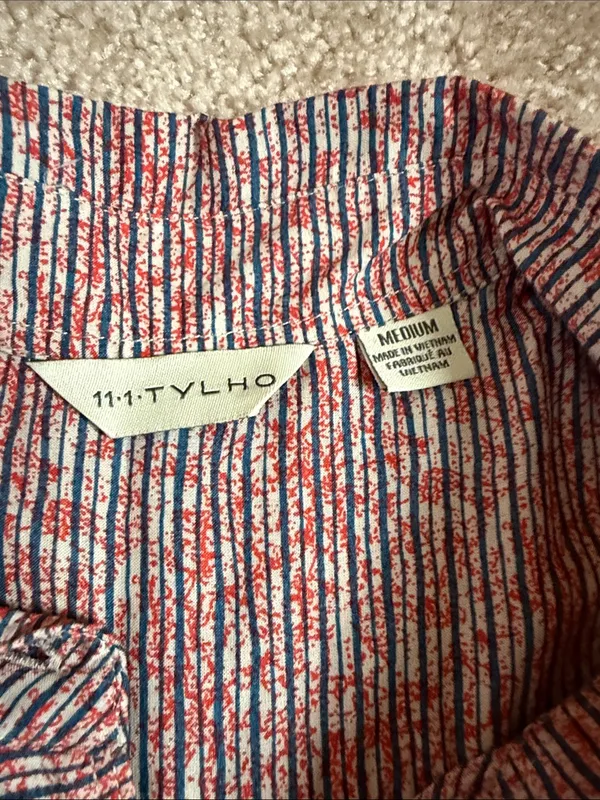 Anthropologie 11-1-Tylho red and navy/blue striped Button Tunic Shirtdress. - Image 2