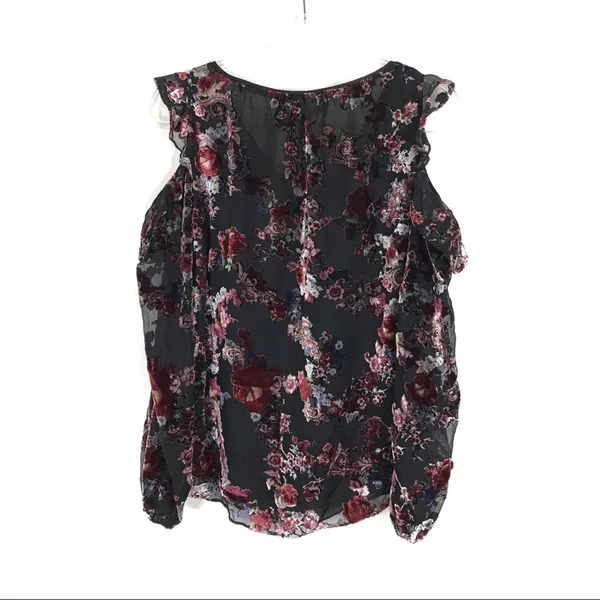 3/$30 White House Black Market | Black Velvet Floral Cold Shoulder Top 4 - Image 8