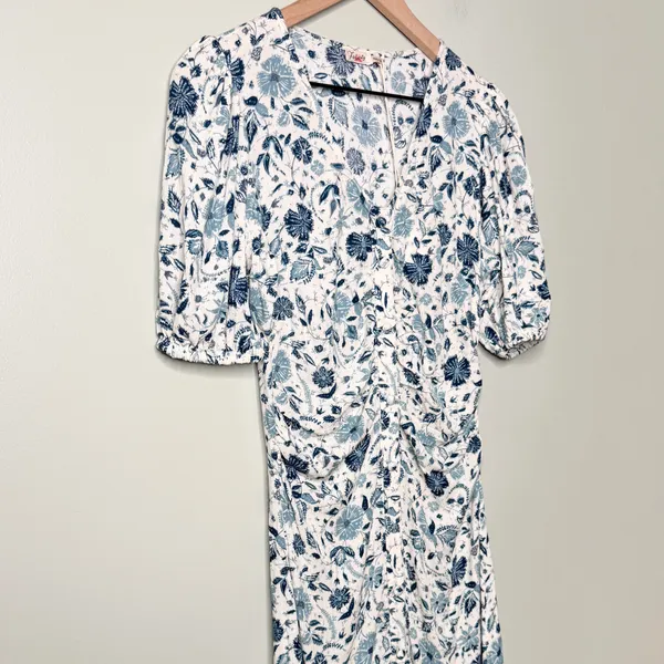 NWT Faherty Sorrento Print Dreamer Floral Maxi Dress Blue White Women’s Size XXS - Image 6