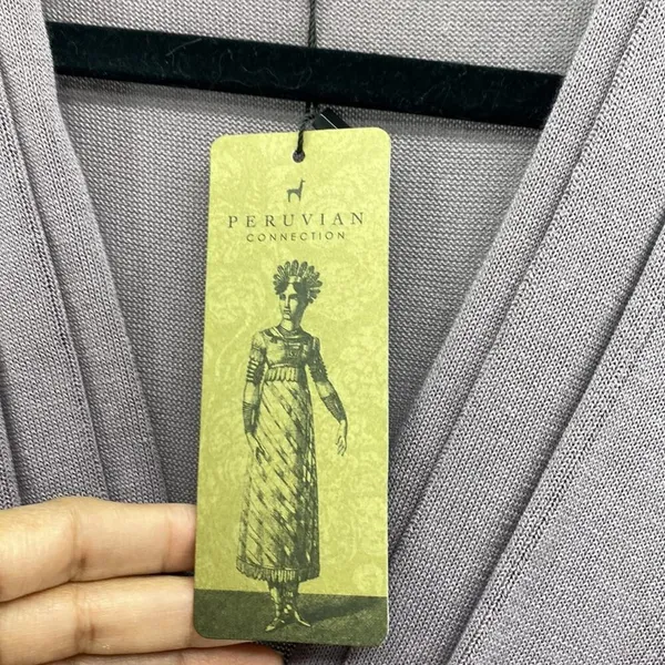 Peruvian Connection ADRIATICO lilac maxi knit dress minimalist size M - Image 5