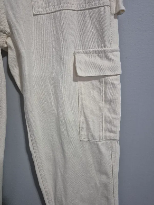 PacSun y2k summer beige Womens Highrise Carpenter cargo white utility Pants 25 - Image 3