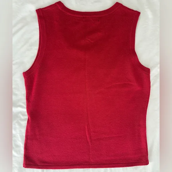 Vintage 80s Designers Originals Crewneck Sweater Vest - Red - M - Image 3