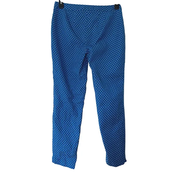 Talbots Hampshire‎ Curvy Blue Polka Dot Ankle Pants Size 4 - Image 2