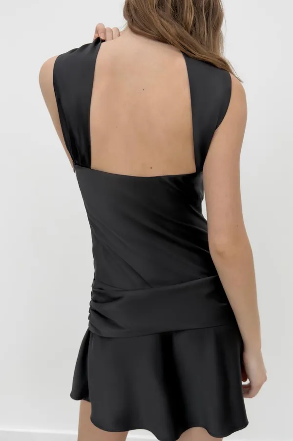 BNWT Zara Black Satin Effect Scarf Dress - Image 5