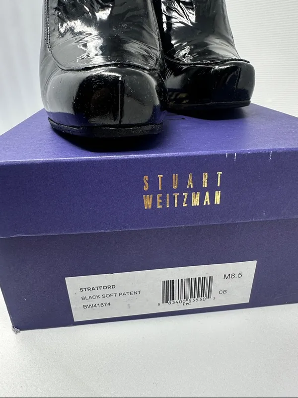 Stuart Weitzman Black Patent‎ Leather Loafer Pumps Size 8.5 - Image 5