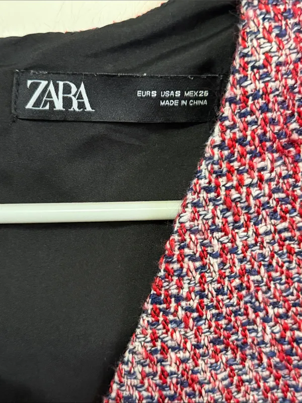 Zara Tweed V-Neck Sleeveless Dress - Image 2