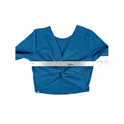 JoyLab Turquoise Blue Marl Long‎ Sleeve Cropped Fit Seamless Tee Top Size Medium - Image 4