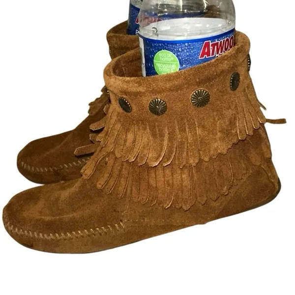Minnetonka Brown Suede Fringe Ankle Boots Moccasins Size‎ 6 - Image 5