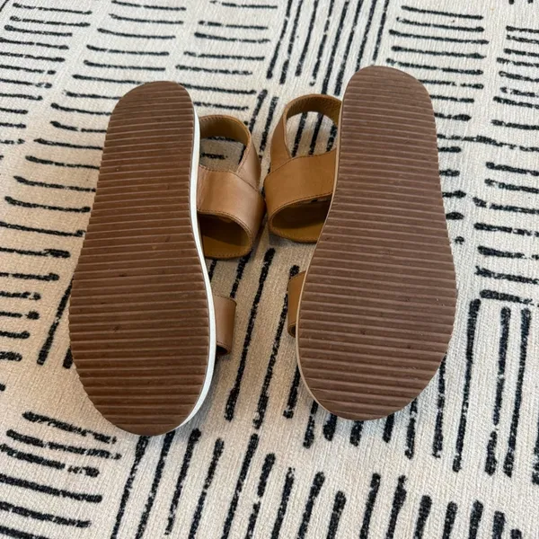 Nisolo Go-To Flatform Leather Platform Sandals Almond 7.5 - Image 7