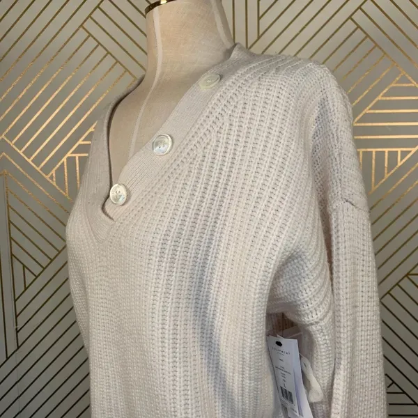 Equipment‎ Nigel Sweater in Ivory Button Cashmere - Image 6