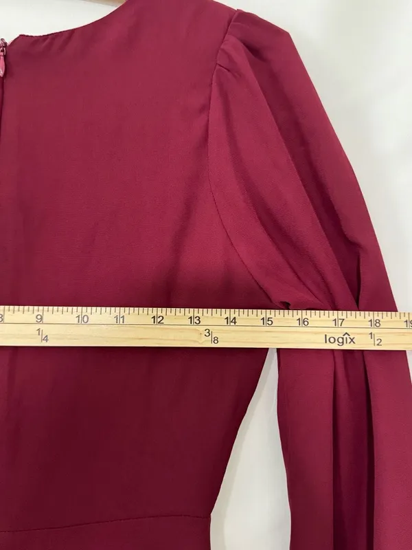 Altar'd State Long Sleeve Dress Size XS Burgundy Flowy Mini - Image 5