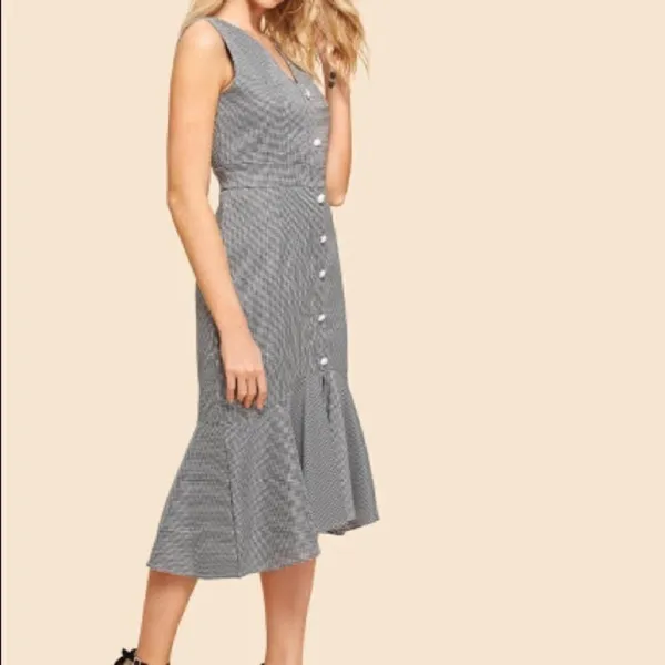 ✨ Ruffle Hem Gingham Button Dress✨ Black Size M - Image 3