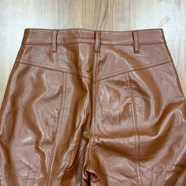 Aritzia Wilfred Rebel Vegan Leather Pants - High Rise Straight Leg Brown Size 2 - Image 4