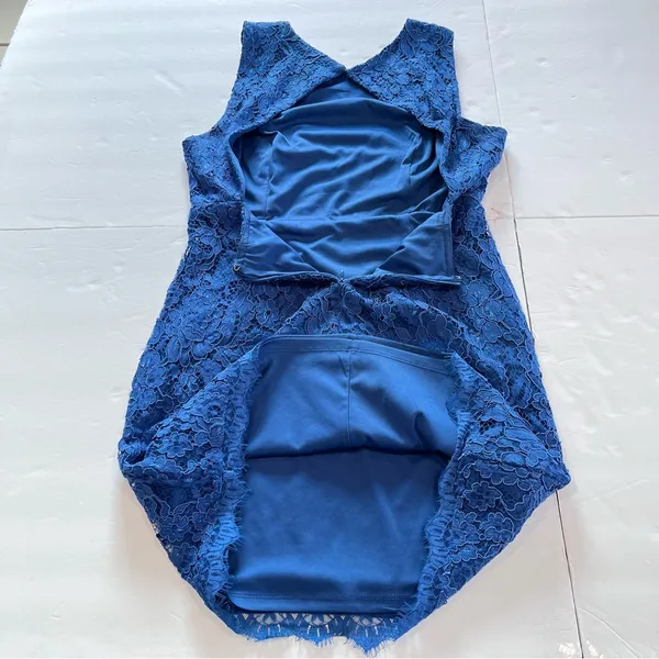 Lulus Rhythm of‎ Love Blue Lace Sleeveless Backless Bodycon Dress LARGE - Image 6