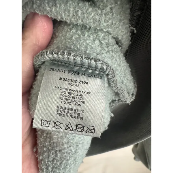 Brandy Melville Christy 1984 Zip Up Hoodie Gray Faded Oversized One Size - Image 7