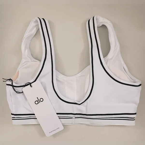 NEW ALO Yoga Airbrush Heart Throb White & Black Sports Bra Size L - Image 6