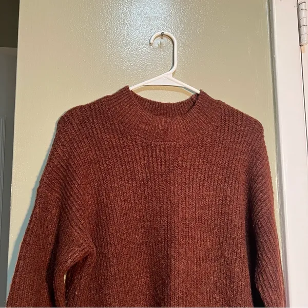 Old Navy Women's‎ Size Medium Cozy Tunic Pullover Sweater Rust Brown Mock Neck - Image 3