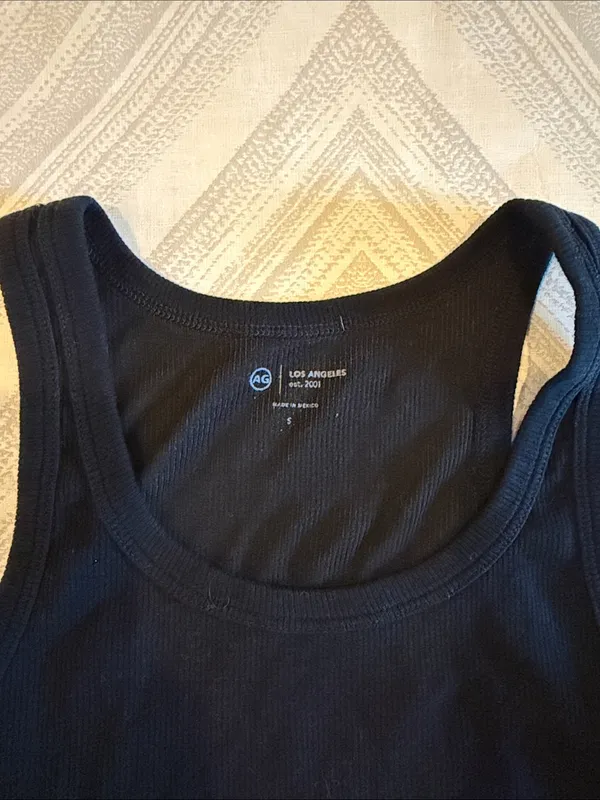 AG Adriano Goldschmied Black Ribbed Scoop Neck Tank Top Women’s Small Fitted - Image 2