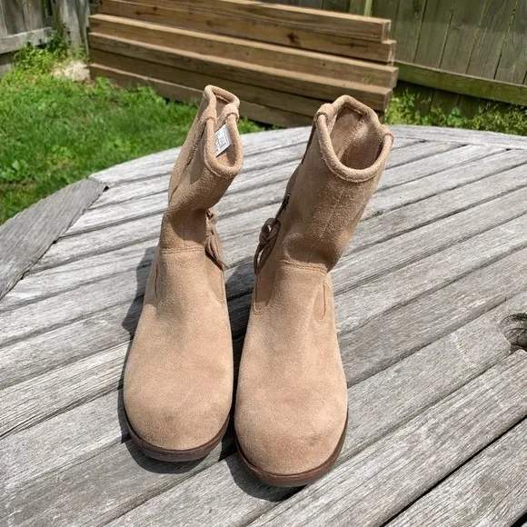UGG Rioni Tan Suede Leather Soft Pull On Mid Boots‎ - Image 4
