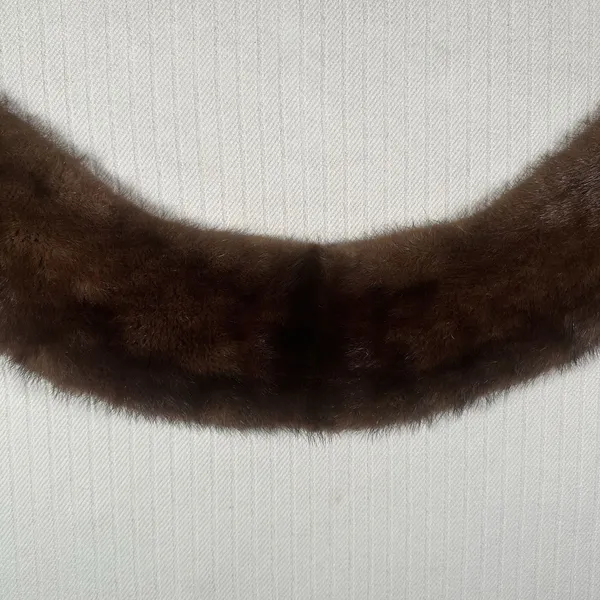 Vintage Brown Fur Stole Shawl Wrap Scarf Satin Lined Formal - Image 6