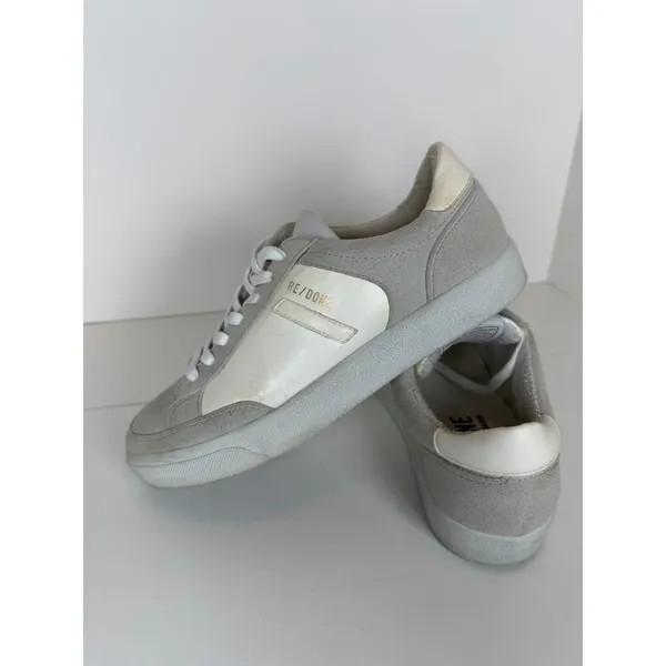 RE/DONE 90s Skate Sneakers Womens 38 Grey White Suede Leather Low Top - Image 4