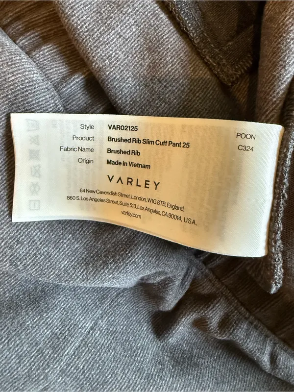 Varley Brushed Rib Slim Cuff Pant 25" Inseam – Size Medium – Excellent Condition - Image 4