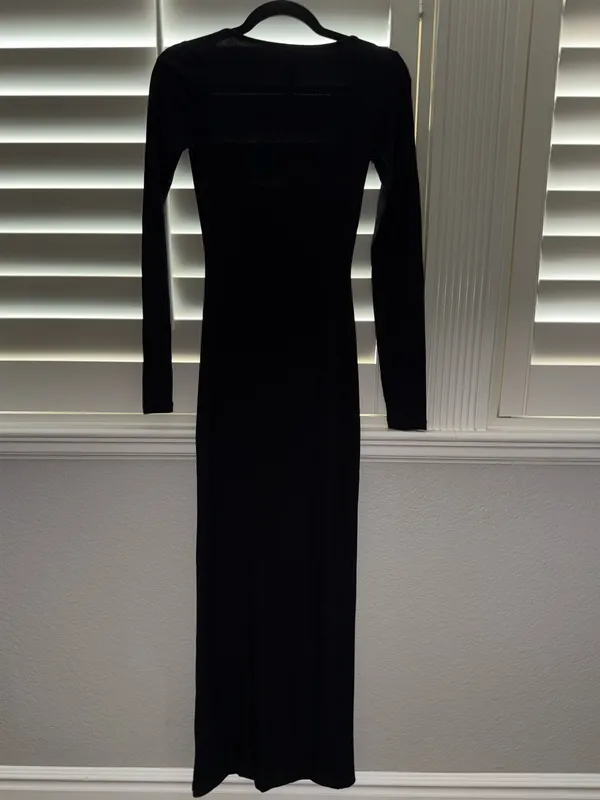 SKIMS Soft Lounge Ribbed Stretch-Modal Maxi Dress Onyx Black Size Small - Image 5