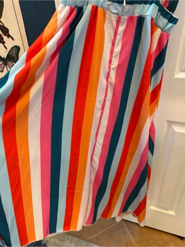 Colorful Striped V-Neck Sundress size S - Image 5